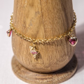Bracelet breloques flamand rose