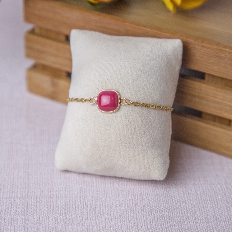 Bracelet connecteur pierre Magenta