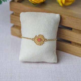 Bracelet connecteur marguerite orange
