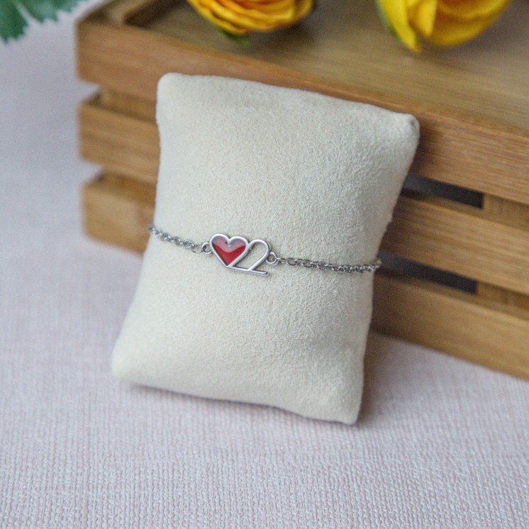 Bracelet connecteur double cœur