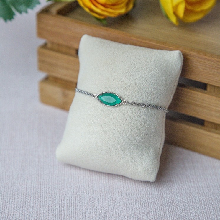 Bracelet connecteur verre vert