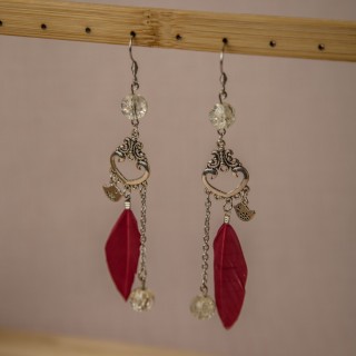 Boucles d'oreilles coeur et petit oiseau