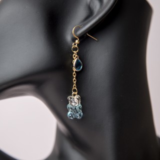 Boucles d'oreilles ourson bleu