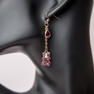 Boucles d'oreilles ourson rose indien