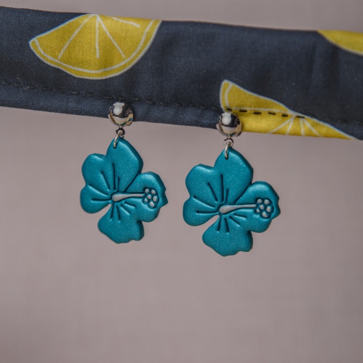 Clips fleurs turquoise