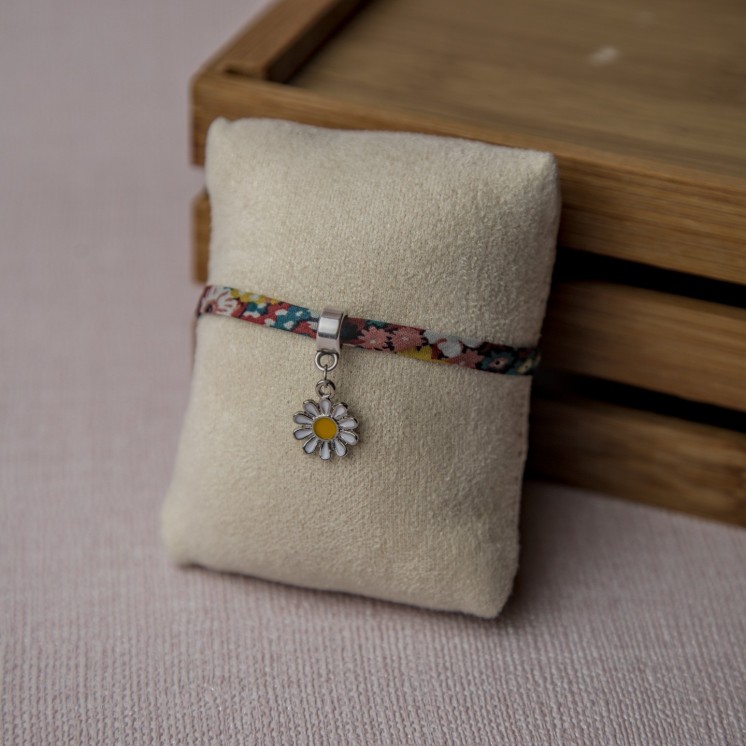 Bracelet tissu marguerite