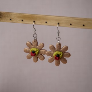 Boucles d'oreilles fleur coccinelle
