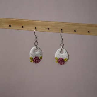 Boucles d'oreilles ovale fleurs violettes