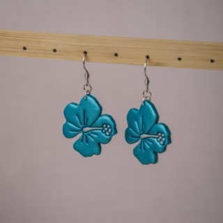 Boucles d'oreilles fleurs turquoise
