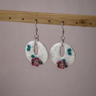 Boucles d'oreilles ronde fleurs violettes