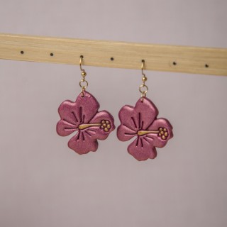 Boucles d'oreilles fleurs violettes