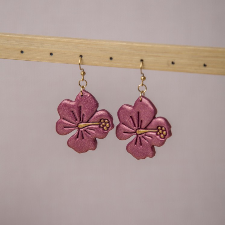 Boucles d'oreilles fleurs violettes